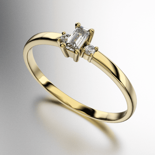 ANILLO SOLITARIO BAGUETTE CON DOS PIEDRAS DE COSTADO (MOD. 169) ANILLO SOLITARIO BAGUETTE CON DOS PIEDRAS DE COSTADO (MOD. 169)