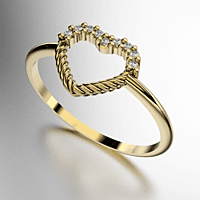 ANILLO CORAZON TORZADO CON PIEDRAS (MOD. A190)