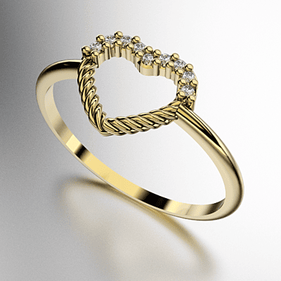 ANILLO CORAZON TORZADO CON PIEDRAS (MOD. A190)