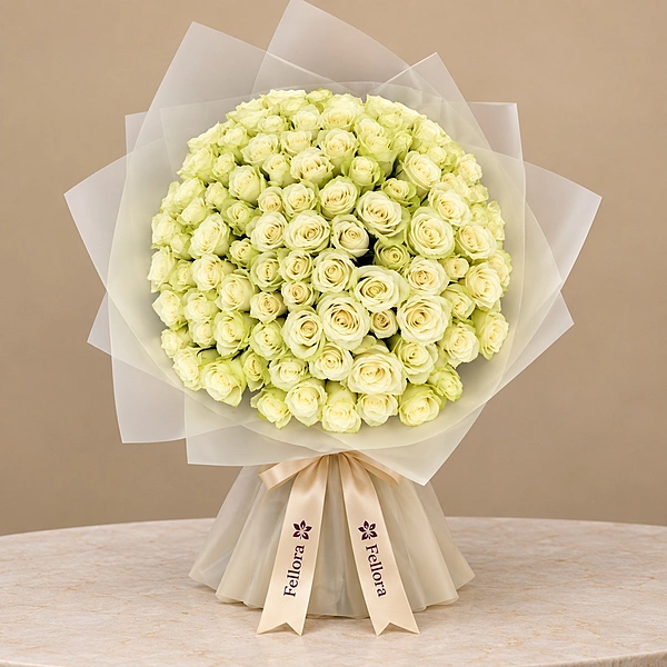 101 Luxury White Rose Bouquet