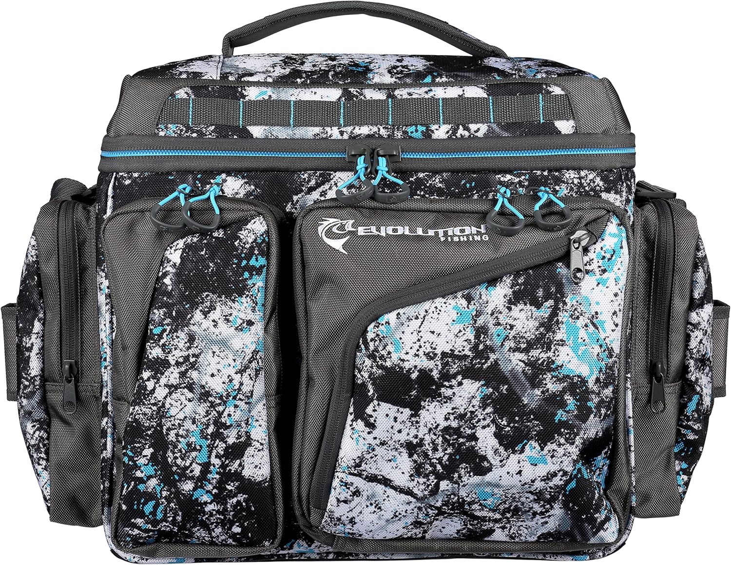 Evolution Fishing Largemouth XL 3700 Tackle Bag - 19" in, Water Camouflage, Outdoor Carry Bag w/ 3 Fishing Trays