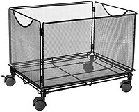 Safco Onyx Rolling Cart Desktop Tub File, Fits Letter-Size Hanging Folders, Collapsible Desk Organizer, Durable Steel Mesh Construction, Black