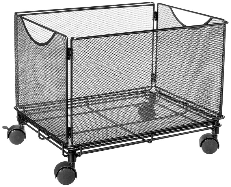 Safco Onyx Rolling Cart Desktop Tub File, Fits Letter-Size Hanging Folders, Collapsible Desk Organizer, Durable Steel Mesh Construction, Black