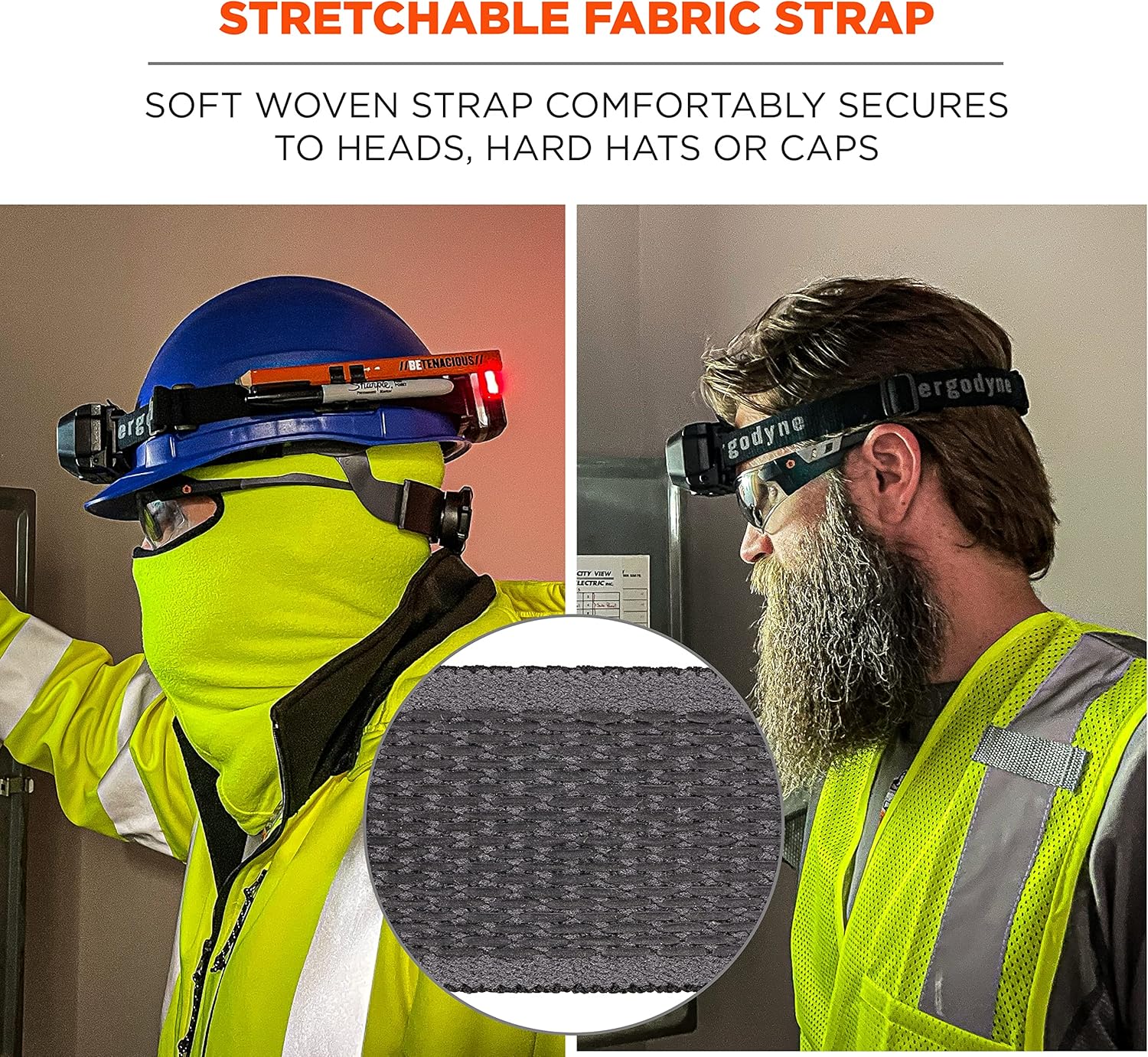 Ergodyne Skullerz 8980 Universal Headlamp Strap for Ergodyne Removable Headlamps, Adjustable Nylon Headband Strap