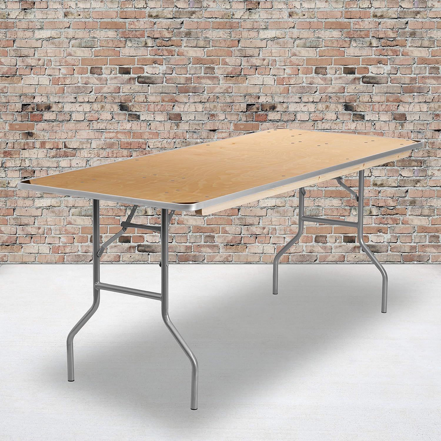 Flash Furniture Fielder 6-Foot Rectangular Birchwood Folding Banquet Table with Metal Edges and Amara 72'' x 12'' x 12''