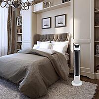 Genesis Powerful 43 Inch Oscillating Tower Fan with Max Air Quiet Technology and Remote, White (G5TOWERFAN)