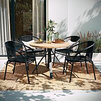 Flash Furniture Lila Rattan Stackable Indoor/Outdoor Dining Chairs