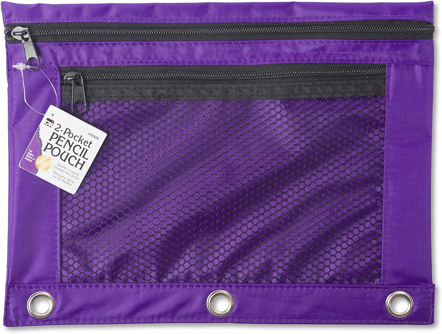 CHARLES LEONARD Mesh Front Pencil Pouches, 2 Pockets, 7.63 x 10 inches