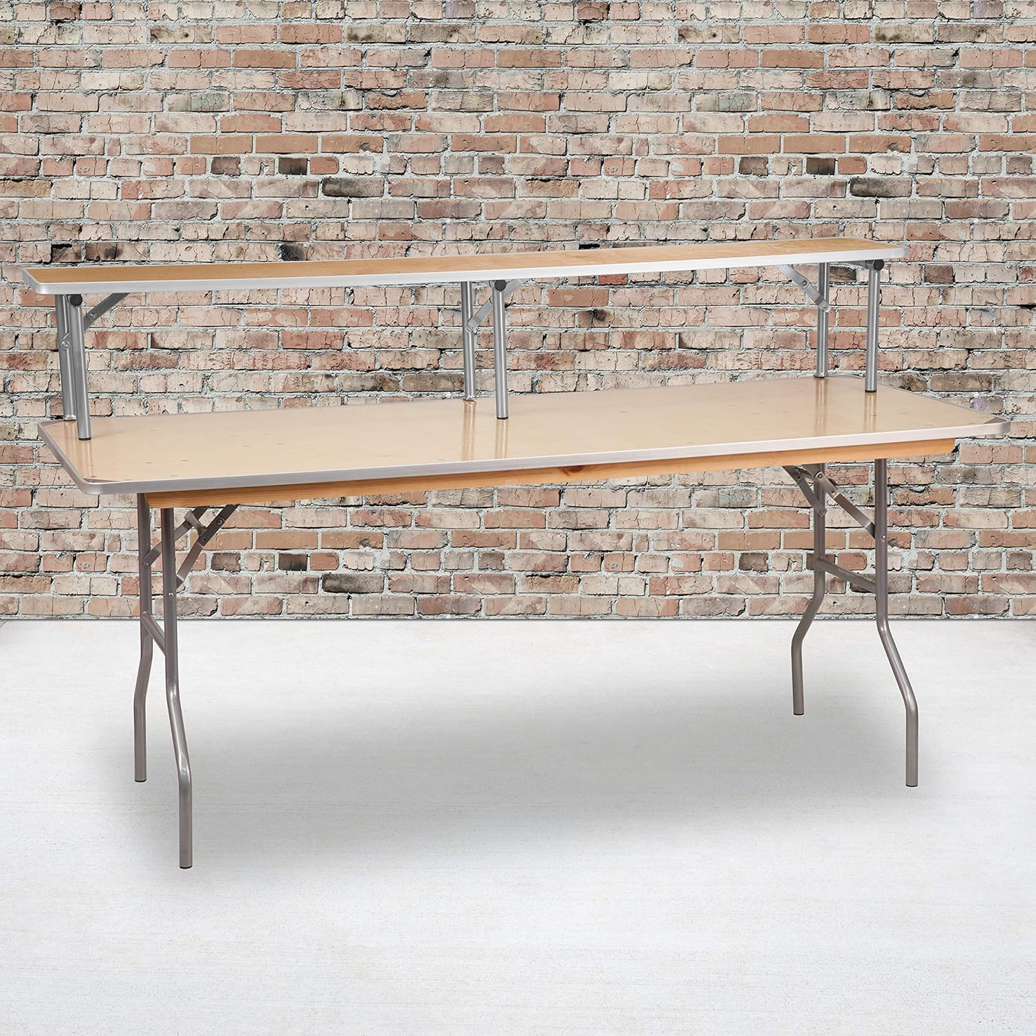 Flash Furniture Fielder 6-Foot Rectangular Birchwood Folding Banquet Table with Metal Edges and Amara 72'' x 12'' x 12''