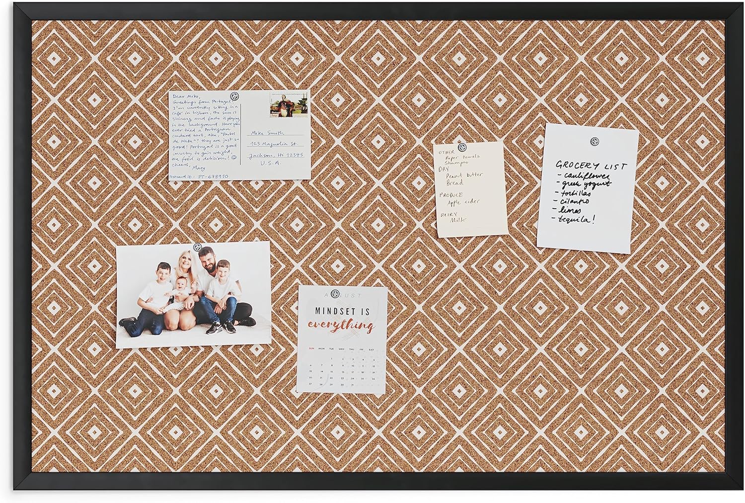 U BRANDS Fashion Cork Bulletin Board, Black Wood Frame