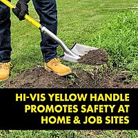 Nupla Ergo Round Point Garden Shovel Spade with Durable 27 inch Fiberglass Handle and 14 Gauge Heavy Duty Blade