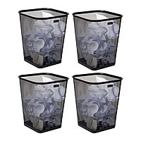 Mind Reader Mesh Trash Can, Waste Paper Basket, Square Metal Mesh 9.75" x 9.75" x 12.25" Black