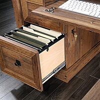 Sauder Palladia L-Shaped Desk with Drawers, File Cabinet Storage & Keyboard Tray