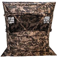 BOG Prevail Sitting Height Ground Blind Mossy Oak with StealthZip Silent Zippers, StealthTrac Silent Windows