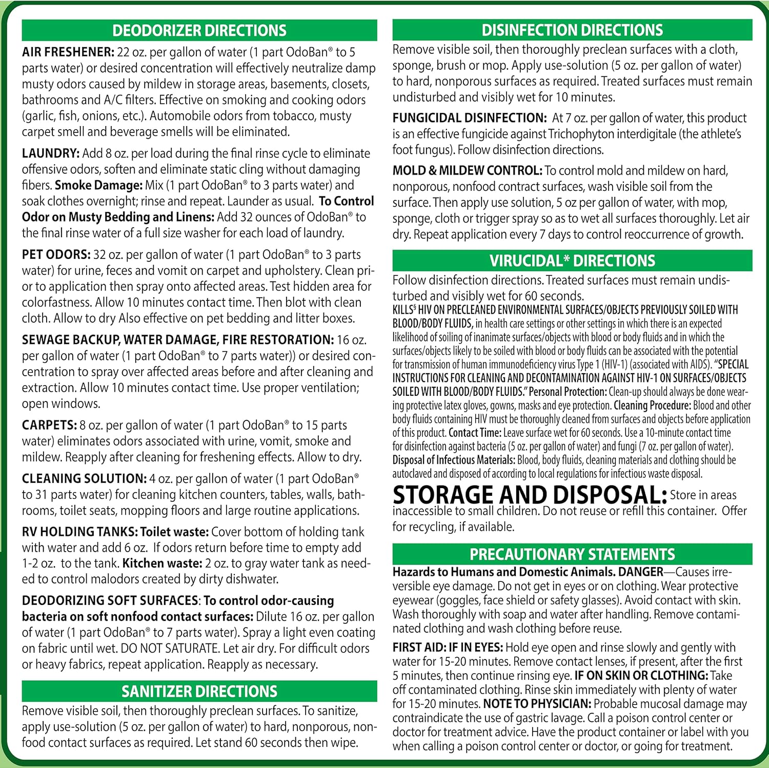 OdoBan Disinfectant Concentrate and Odor Eliminator, 1 Gallon, Original Eucalyptus Scent Eucalyptus 128 Fl Oz (Pack of 1)