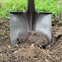 Nupla Ergo Round Point Garden Shovel Spade with Durable 27 inch Fiberglass Handle and 14 Gauge Heavy Duty Blade