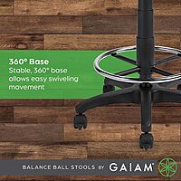 Gaiam Balance Ball Chair Stool, Half-Dome Stability Ball Adjustable Tall Office Black | 33-Inch