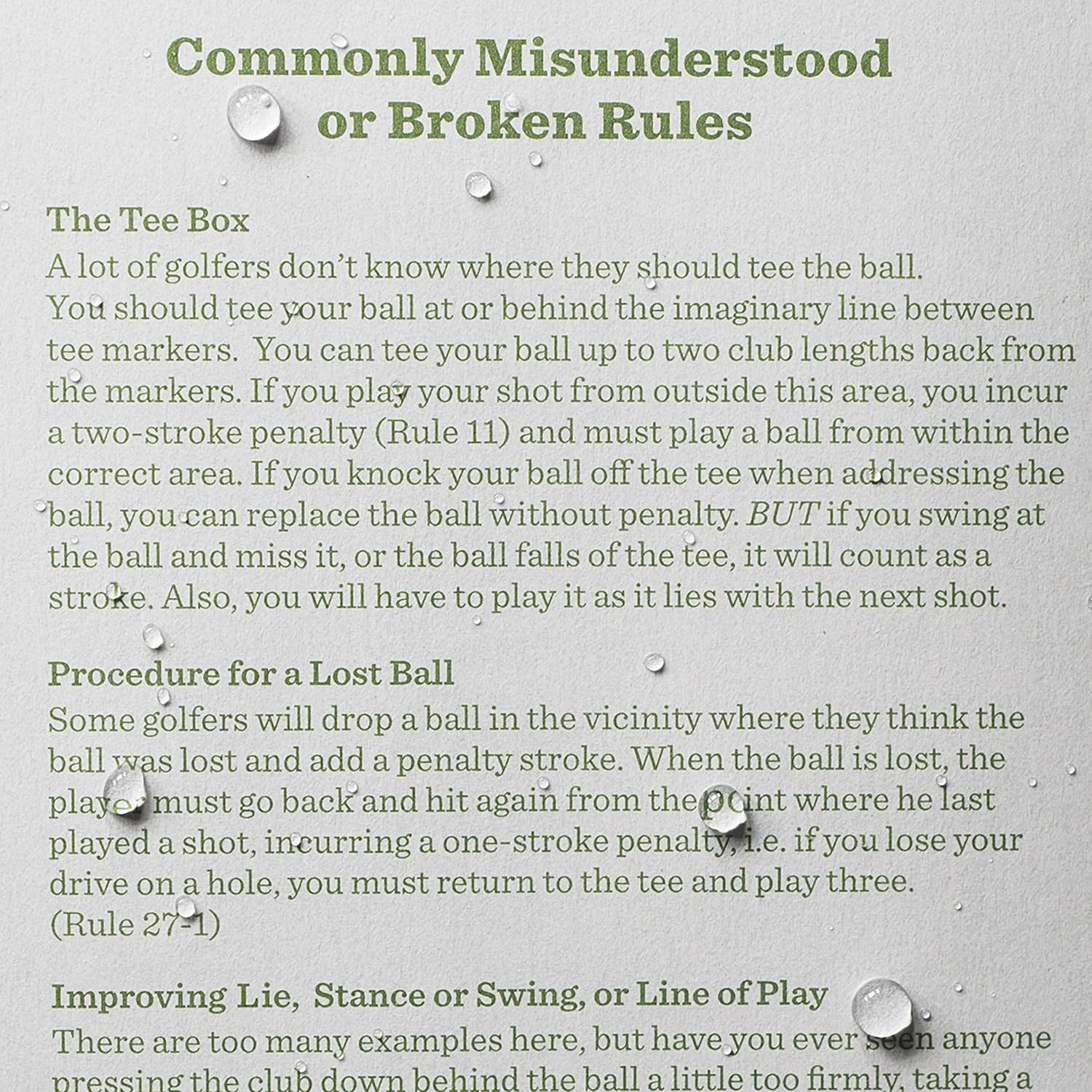 Rite in the Rain All-Weather Golf Notebook, 3.5" x 6", Green Field Flex (No. 4)