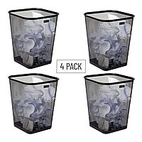 Mind Reader Mesh Trash Can, Waste Paper Basket, Square Metal Mesh 9.75" x 9.75" x 12.25" Black