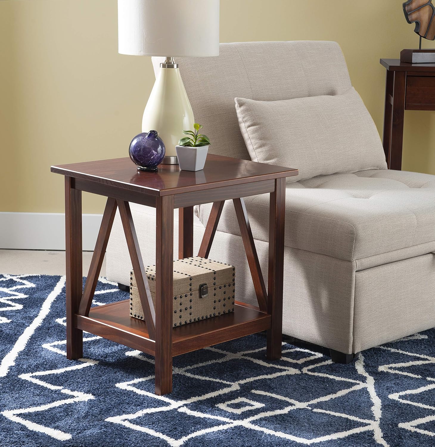 Linon Home Dcor Linon Home Decor Titian End Table, 20"w x 17.72"d x 22.01"h, Antique Tobacco