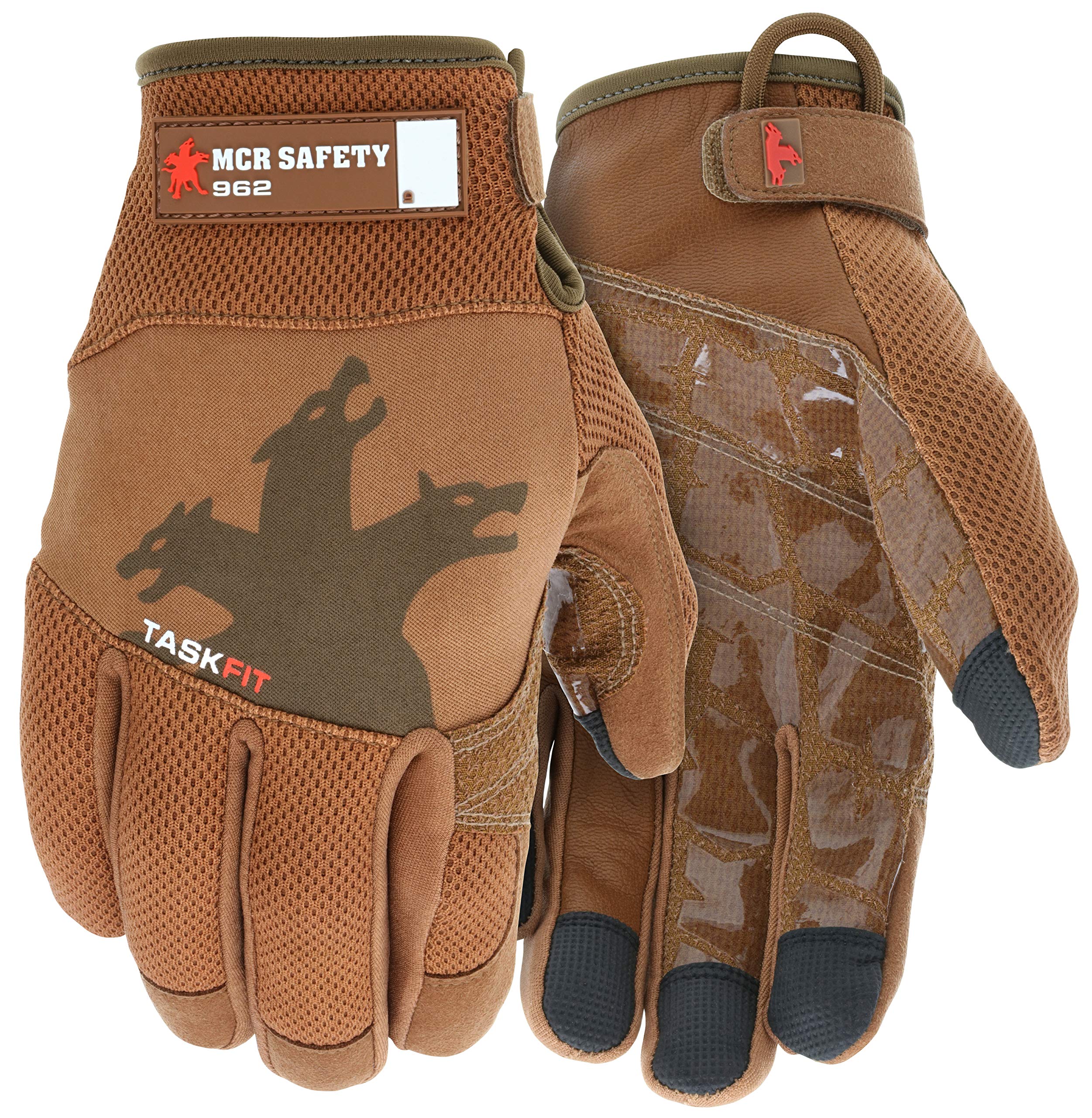 MCR SAFETY 962 TaskFit Mechanic Glove, Goatskin Leather Work Glove, Tread Palm, Nylon/Spandex, Kevlar Reinforced
