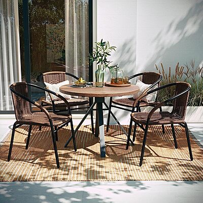 Flash Furniture Lila Rattan Stackable Indoor/Outdoor Dining Chairs