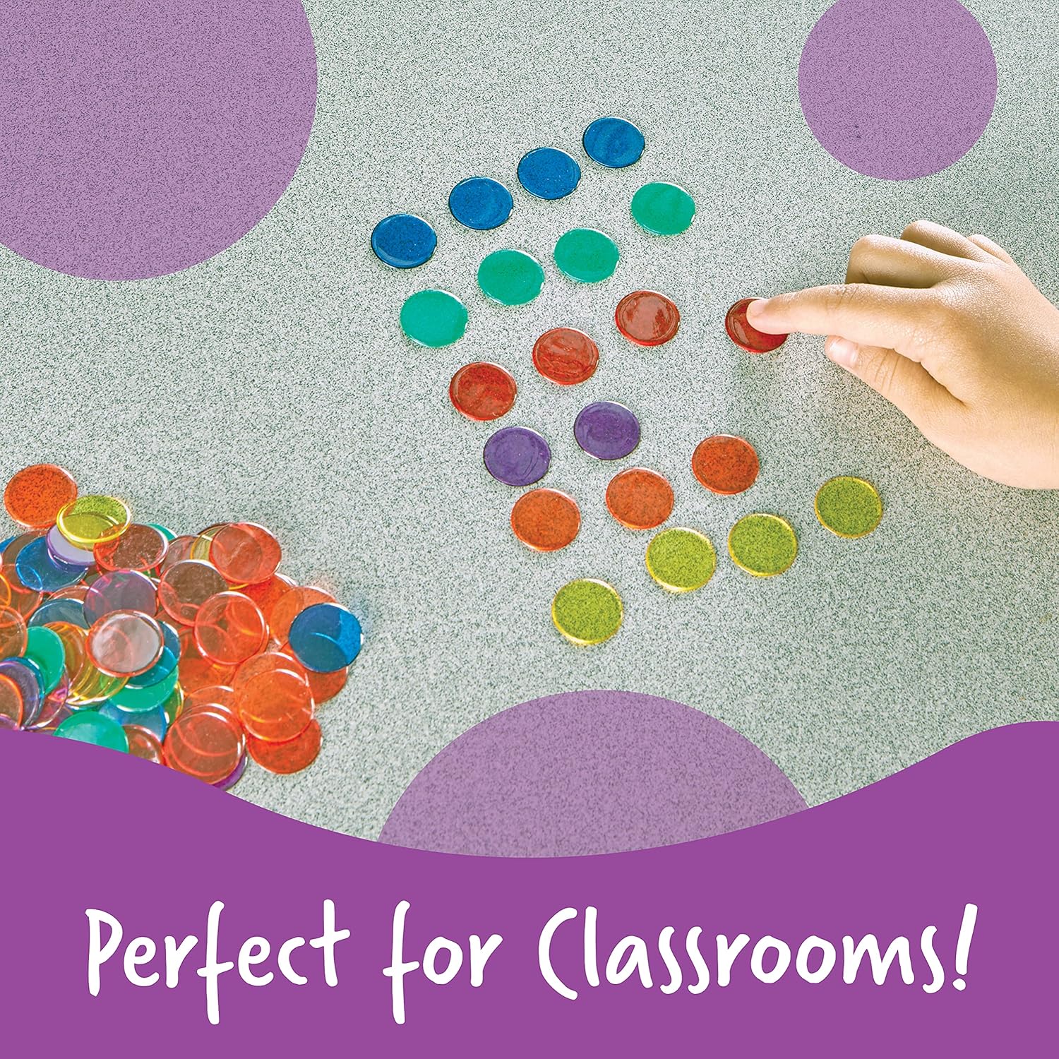 Learning Resources Transparent Color Counting Chips - 250 Pieces, Ages 5+, Math Counters for Kids, Counting Chips