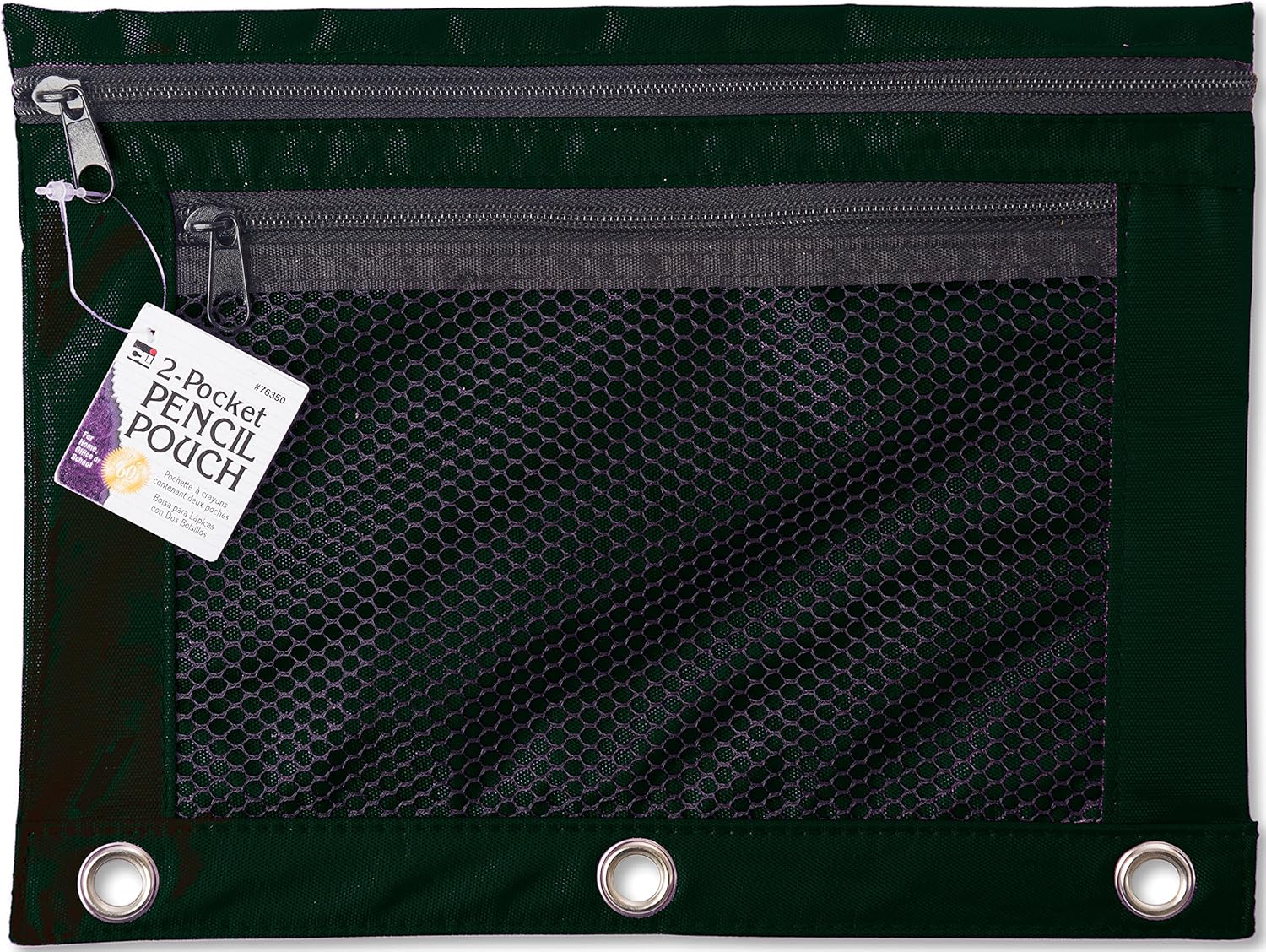 CHARLES LEONARD Mesh Front Pencil Pouches, 2 Pockets, 7.63 x 10 inches