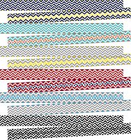 Barker Creek Double-Sided Border 6-Pack, Chevron, Multi-Design, 35' Each of 6 Colorful Sets of Double-Sided Border with Coordinating Chevron Designs, 210' of Trim Total (4000)