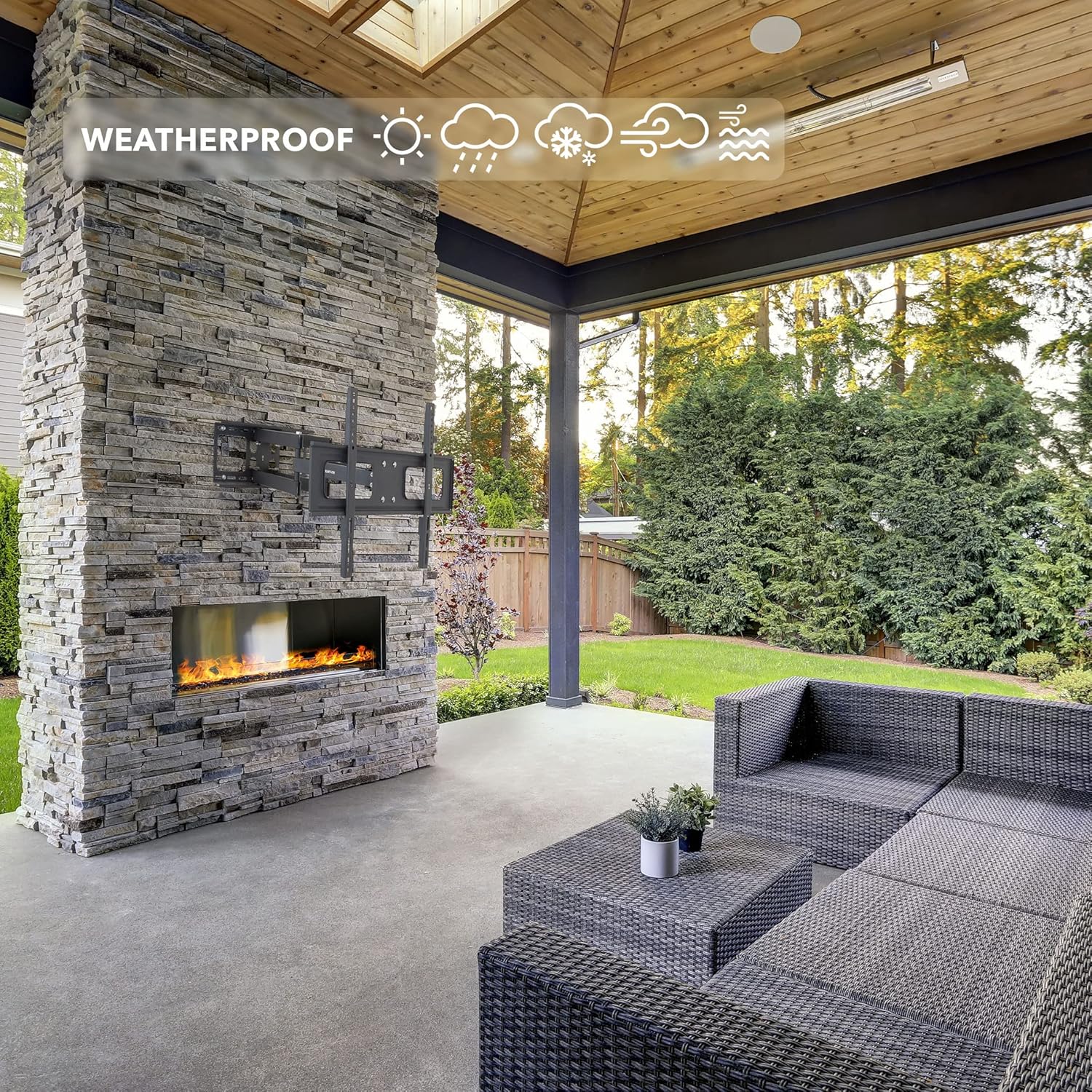 Mount-It! Outdoor TV Mount Weatherproof, Anti-Rust Anti-Corrosion Outside TV Bracket for Patio, Gazebo and Exterior