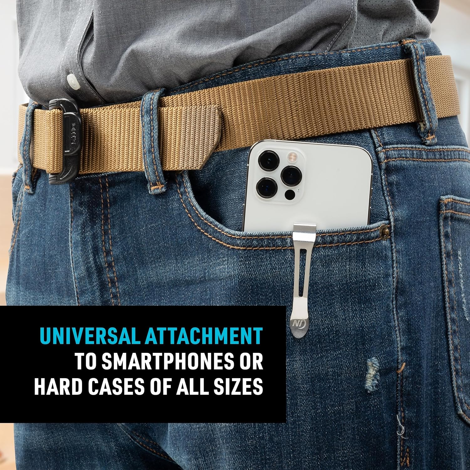 Nite Ize HipClip Universal Pocket Clip - Stainless Steel Adhesive Clip - Pocket Accessories for Cell Phone