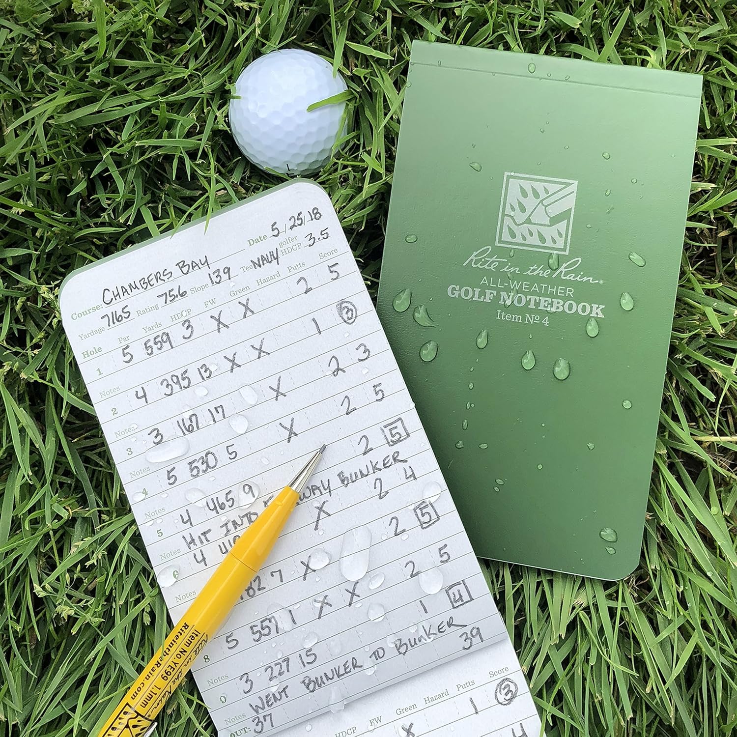 Rite in the Rain All-Weather Golf Notebook, 3.5" x 6", Green Field Flex (No. 4)