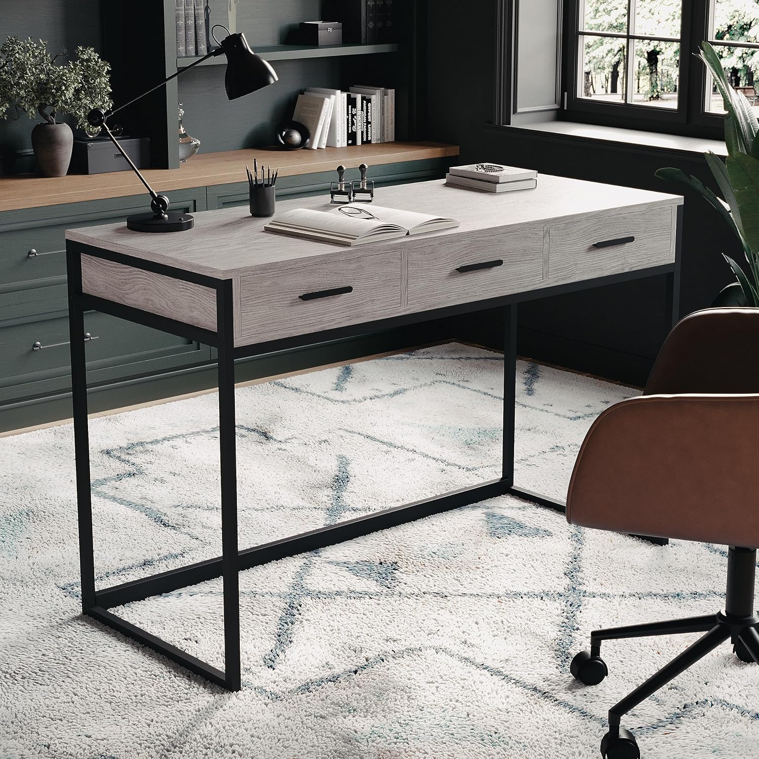Martha Stewart Ollie Home Office Desk with 3 Drawers