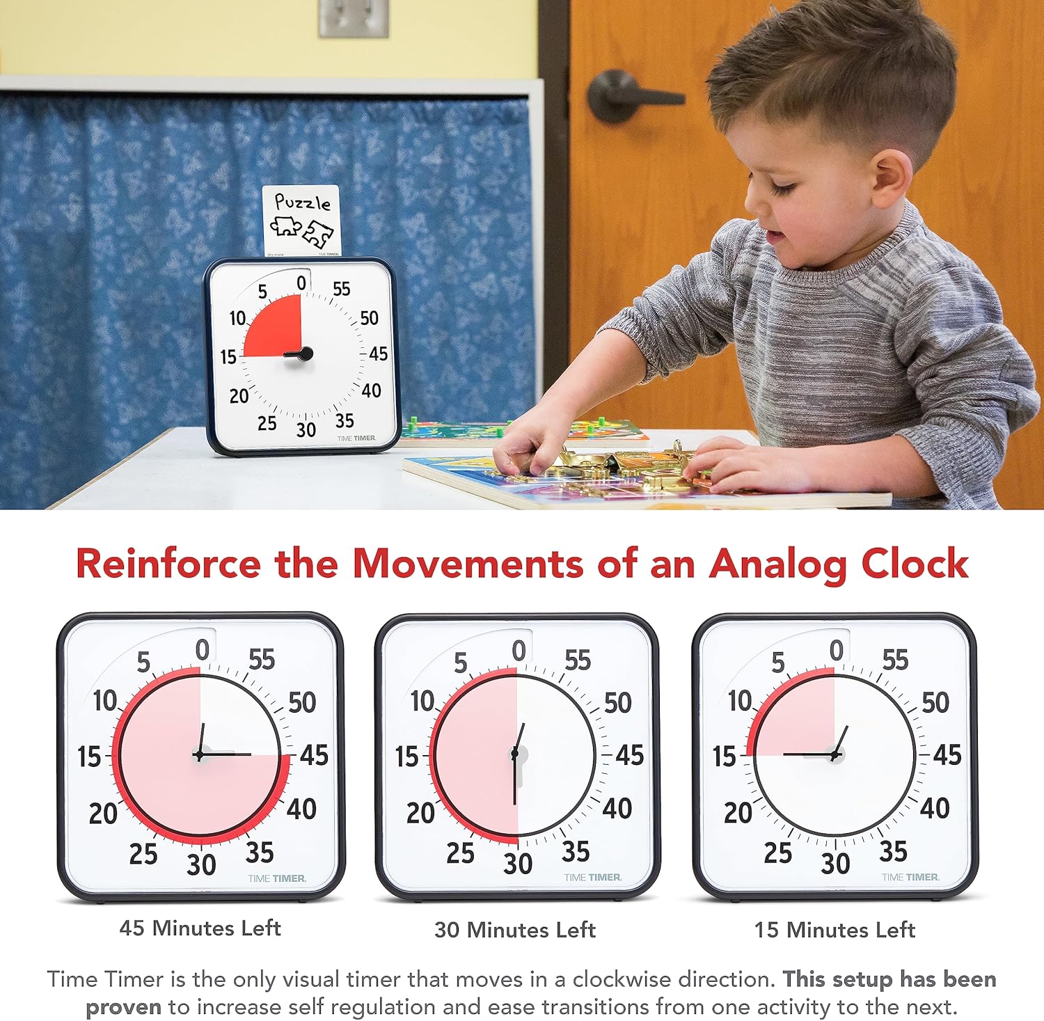 TIME TIMER 8 inch Visual Timer - 60 Minute Desk Countdown Clock with Dry Erase Activity Card