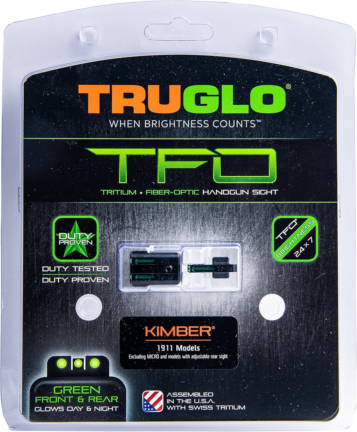 Truglo TFO Tritium & Fiber-Optic Sight Durable Snag-Resistant Glowing Night Sight