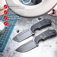 BÖKER PLUS Little Dvalin Fixed Blade EDC Knife - D2 Tanto - G10 - Kydex Sheath