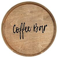 Elegant Designs Decorative Round Wood Serving Tray w/Handles