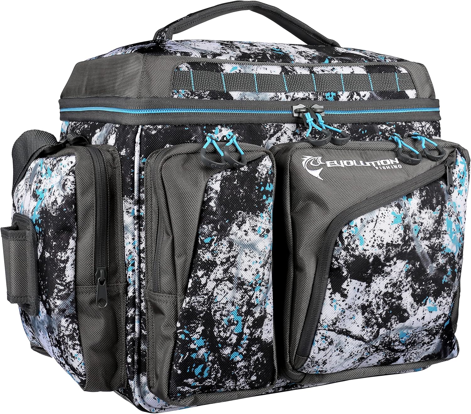 Evolution Fishing Largemouth XL 3700 Tackle Bag - 19" in, Water Camouflage, Outdoor Carry Bag w/ 3 Fishing Trays