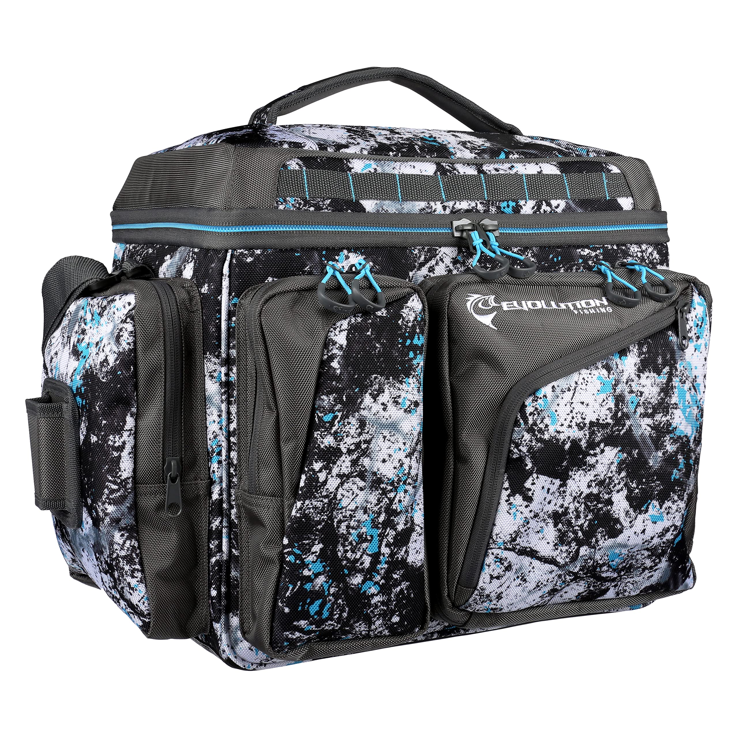 Evolution Fishing Largemouth XL 3700 Tackle Bag - 19" in, Water Camouflage, Outdoor Carry Bag w/ 3 Fishing Trays