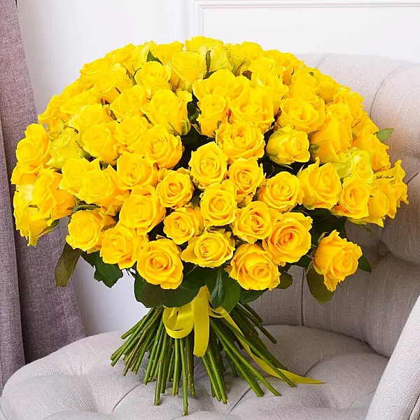 101 Luxury Yellow Roses Hand-Tied Bouquet