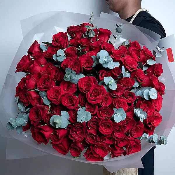 101 Red Roses And Eucalyptus Grand Luxury Bouquet