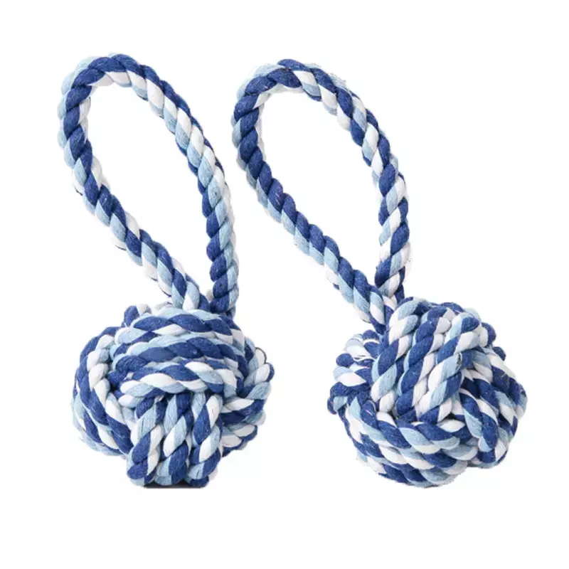 Premium Cotton Rope Ball Tug Toy with Handle – Interactive Chew & Dental Cleaning Toy
