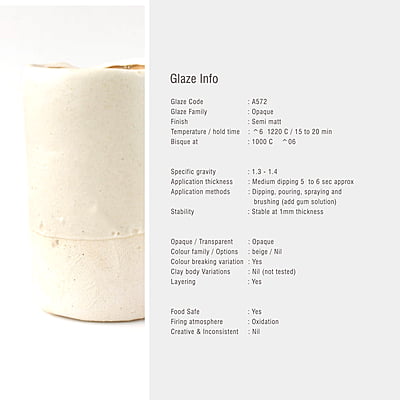 Sara Mid Fire Semi Matt Off White A572 Sara Mid Fire Semi Matt Off White A572
