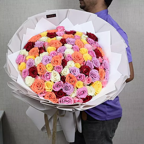 101 Mixed Color Roses Luxury Grand Bouquet