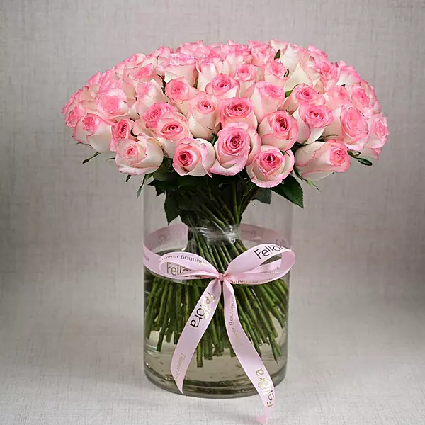 101 Pink Jumilia Roses Luxury Flower Vase