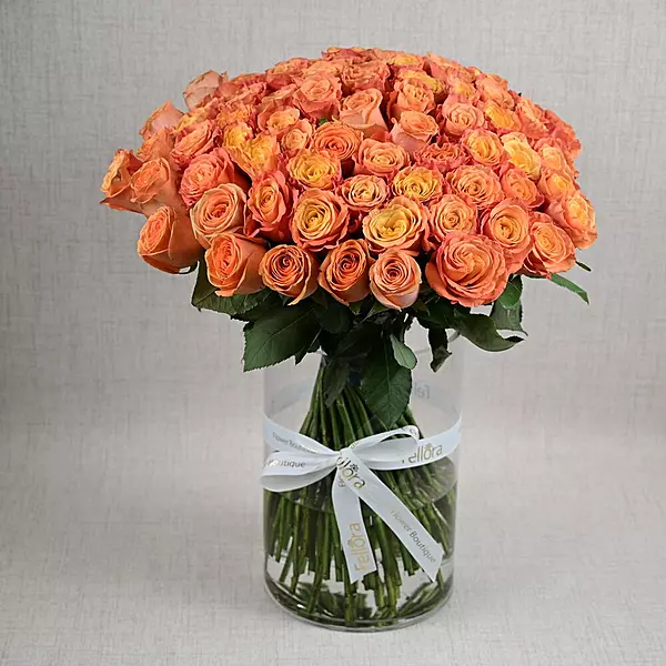 101 Orange Roses Luxury Flower Vase