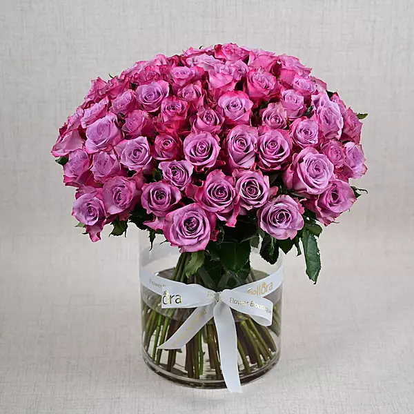 101 Purple Roses Grand Luxury Vase