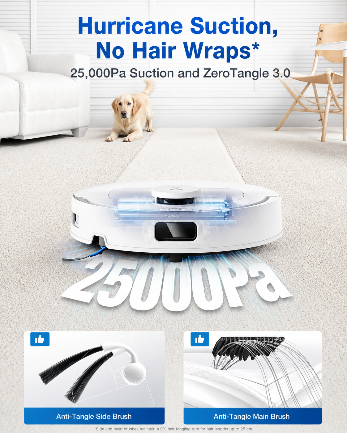 ECOVACS DEEBOT T30C Prime OMNI Smart Robot Vacuum 25,000Pa ZeroTangle OMNI White R