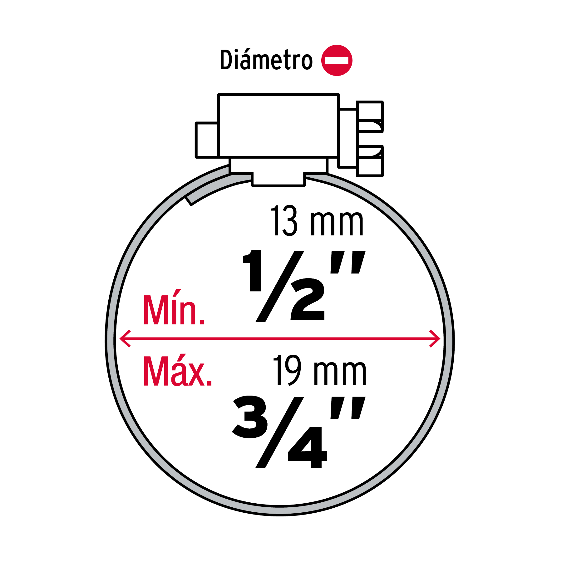 Bolsa con 10 mini-abrazaderas reforzadas # 6, 1/2 - 3/4' - AB-06 / 44231
