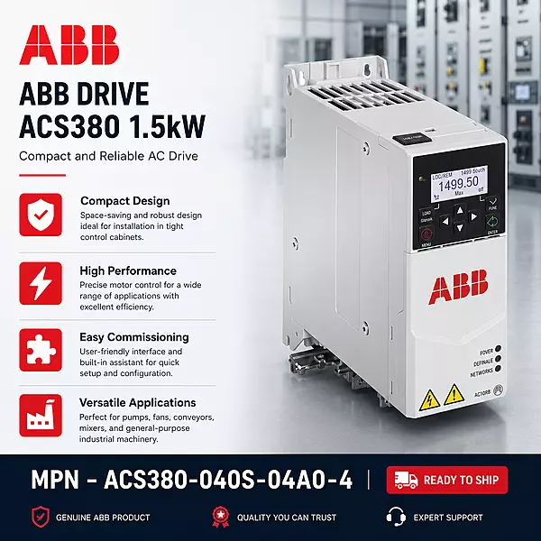 ABB ACS380 1.5kW Machinery Drive, 3-Phase Variable Frequency Drive